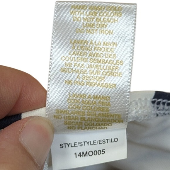 Anne Cole One Piece Swimsuit Navy Floral Print Halter Ruched Women's 16 - Picture 3 of 5